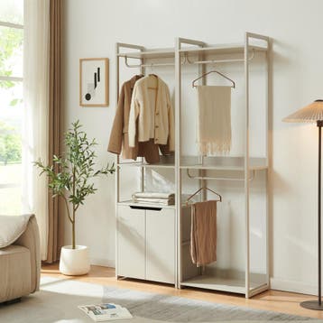 Kledingrek Jässaatka met 3 planken 200x61x40 cm grijs [en.ca, Verzenden, Nieuw