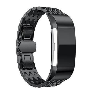 Fitbit Charge 2 Gevlochten Stalen Armband - Zwart - Verstelb, Verzenden, Nieuw