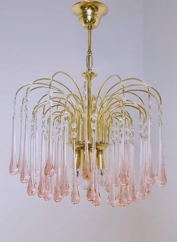 Kroonluchter - Wasserfall Design, Druppellamp - Metaal,, Antiek en Kunst