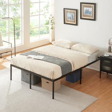 Metalen bed tweepersoonsbed Vårdö met bedbodem 140x200 cm zw, Verzenden, Nieuw