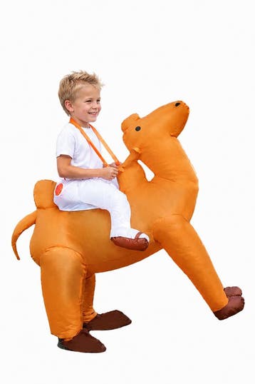 KIMU® Opblaas Kostuum Kinderen Zittend Op Kameel 122 128 134, Ophalen of Verzenden, Nieuw