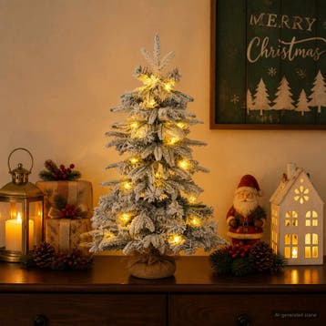 vidaXL Mini kerstboom besneeuwd 45 cm 25 LEDs Warmwit PVC, Diversen, Verzenden, Nieuw