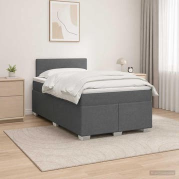 vidaXL Boxspring Bed met Matras en LED Donkergrijs 120 x 190, Verzenden, Nieuw, Twijfelaar, Grijs
