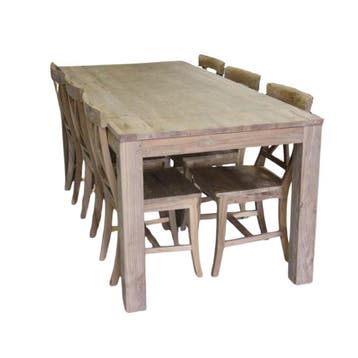 Teak tafel met blokpoten -  260 cm x 100 cmRechthoekige, Ophalen of Verzenden, Nieuw
