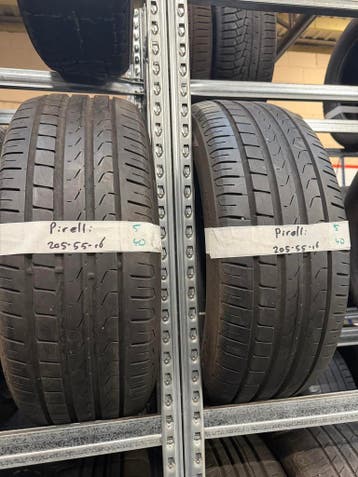 205-55-16 Pirelli Zomerbanden 5mm Incl Montage 205 55 16, Ophalen, Gebruikt, 16 inch, 205 mm