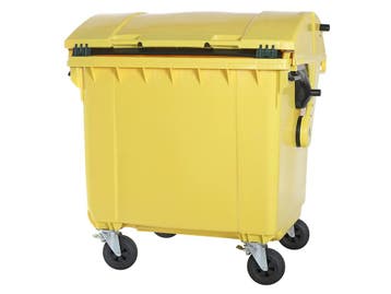 Vuilcontainer 1100 liter 4-wiel rond deksel geel, Ophalen of Verzenden