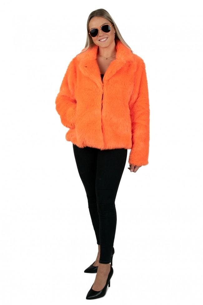 Bontjas neon oranje dames, Kleding | Dames, Carnavalskleding en Feestkleding, Nieuw, Ophalen of Verzenden