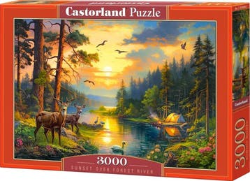 Sunset Over Forest River Puzzel (3000 stukjes) | Castorland, Hobby en Vrije tijd, Denksport en Puzzels, Verzenden, Nieuw