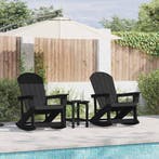 vidaXL Tuin loungeset 3 pcs Zwart HDPE, Verzenden, Nieuw, 3 zitplaatsen, Loungeset