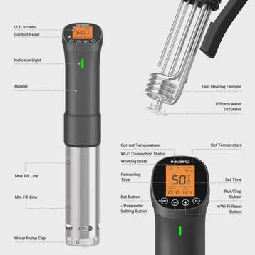 INKBIRD ISV-200W Wi-Fi Sous Vide Precisie Kookapparaat - Kra, Verzenden, Nieuw