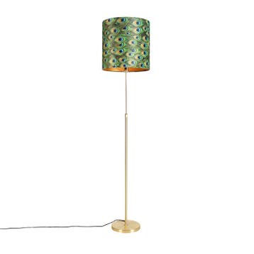 Vloerlamp goud/messing met velours kap pauw 40/40 cm - Parte, Verzenden, Nieuw, Modern