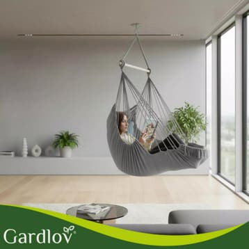 Gardlov Grote Braziliaanse hangstoel grijs 220 cm met voe..., Tuin en Terras, Ophalen of Verzenden, Nieuw