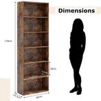 LIVSK Boekenkast 6-laags - Ruimtebesparend met Achterwanden, Verzenden, Nieuw