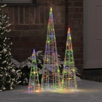 vidaXL Kerstboom 3 st 90 LEDs Multikleur 20 x 20 x 80 cm, Diversen, Kerst, Verzenden, Nieuw