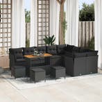 vidaXL Tuinbankenset 13 pcs Zwart poly rattan, Verzenden, Nieuw, Rotan, 3 zitplaatsen