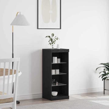 vidaXL LED Sideboard Zwart Eiken 41 x 37 x 100 cm Bewerkt, Huis en Inrichting, Minder dan 50 cm, Verzenden, 100 tot 150 cm, Nieuw
