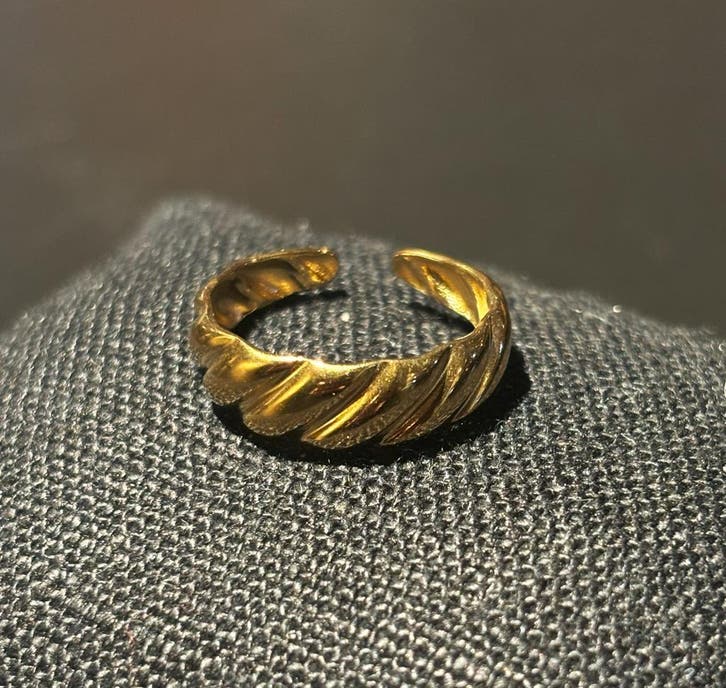 No-Fade Goud-Stijl Vergulde Croissant Ring Sieraden, Sieraden, Tassen en Uiterlijk, Ringen, Dame of Heer, Goud, Nieuw, IJzer of Staal