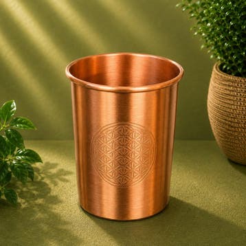 Puur koperen beker - Flower of Life, mat geborsteld – 300, Ophalen of Verzenden, Nieuw