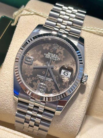 Rolex - Datejust Floral Dial 18k White Gold Fluted Bezel, Nieuw