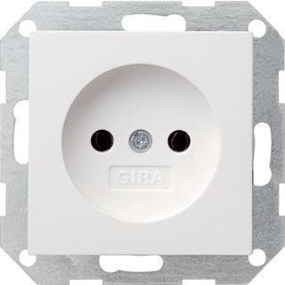 Gira Wandcontactdoos ZONDER randaarde inbouw 1V Zuiver wit, Nieuw, Stopcontact