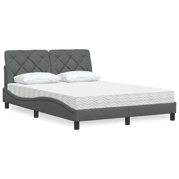 vidaXL Bed met matras stof donkergrijs 120x200 cm, Verzenden, Nieuw, Twijfelaar, 120 cm