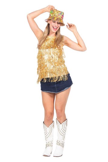 Party Top Goud Metallic Franjes Pailletten Dames, Ophalen of Verzenden, Nieuw