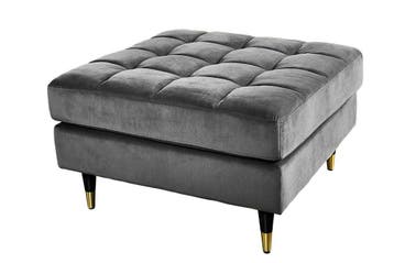 Design kruk COSY VELVET 80cm grijs fluweel gouden poten -, Huis en Inrichting, Banken | Voetenbanken en Poefen, Ophalen of Verzenden
