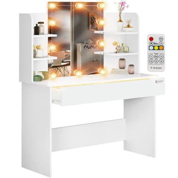 Make-up Tafel Lucia Wit 140x110x40cm LED (Tafels, Interieur), Verzenden, Nieuw