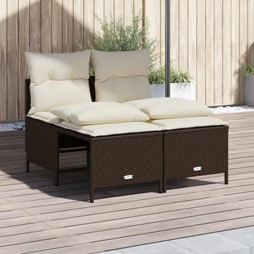 vidaXL 4-delige Loungeset met kussens poly rattan bruin, Verzenden, Nieuw, Loungeset