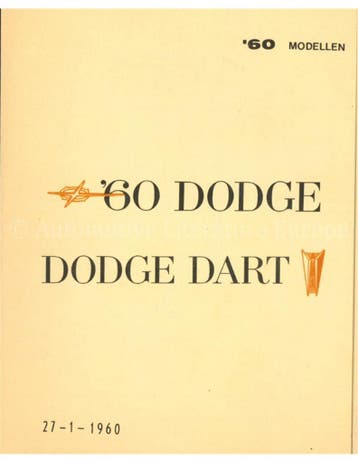 1960 DODGE DART BROCHURE NEDERLANDS, Nieuw, Author