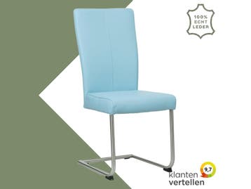 Leren eetkamerstoel Dry - Toledo Sky Blue (lichtblauw) -, Blauw, Nieuw, Leer, Ophalen of Verzenden