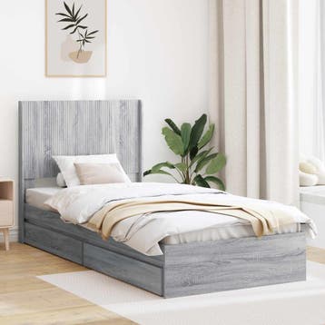 vidaXL Bedframe met opbergruimte en hoofdbord 3 pcs Bewerkt, Verzenden, Nieuw, Hout