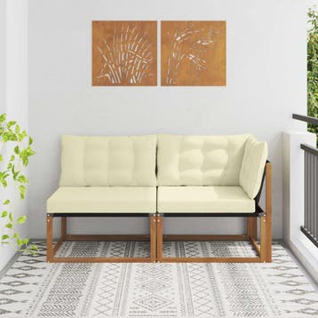 vidaXL 2 st Midden en Hoek Sofa Massief Acaciahout Naturel, Verzenden, Nieuw, 2 zitplaatsen