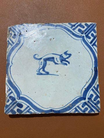 Tegel - Dier - 1600-1650 - Vroege Hond Tegel
