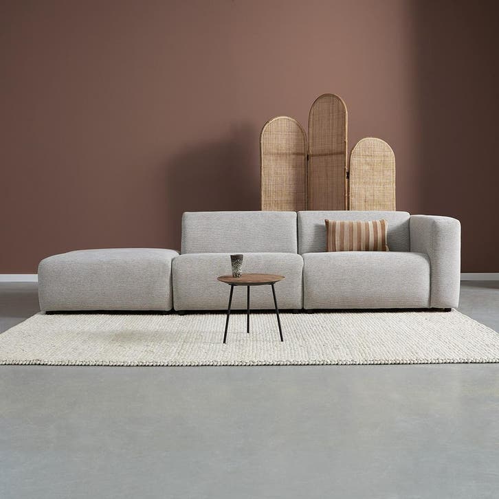 *WOONWINKEL* Rechte Bank Met Hocker Links Grijsmix, Huis en Inrichting, Banken | Bankstellen, Nieuw, Verzenden