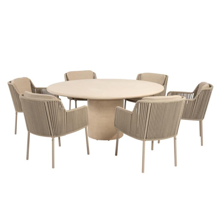 Hampton Bernini dining tuinset 160xH75 cm rond 7 delig, Tuin en Terras, Tuinsets en Loungesets, Nieuw, Ophalen of Verzenden