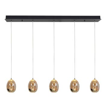 High light | Hanglamp | Amber | Golden Egg | 5 lichts, Huis en Inrichting, Ophalen of Verzenden, Nieuw, Glas, Modern