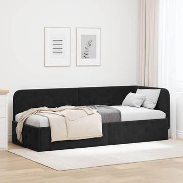 vidaXL Hoekbedframe Zwart 80 x 200 cm Fluweel, Verzenden, Nieuw, Zwart, Stof