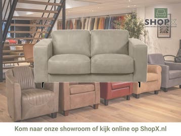 Leren bank Clear - 2 zits - Kenia Lightgrey (lichtgrijs) -, Bohemian, Eigentijds, Modern, Retro, Vintage, 150 tot 200 cm, Nieuw