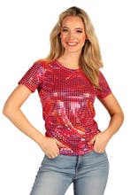 Glittershirt Dames Partyqueen Pink, Verzenden, Nieuw