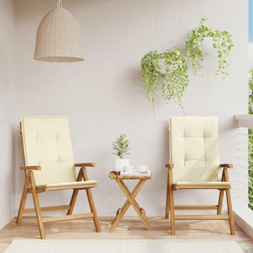vidaXL Verstelbare klapstoelen met kussens, 2 stuks, massief, Verzenden, Nieuw, Hout