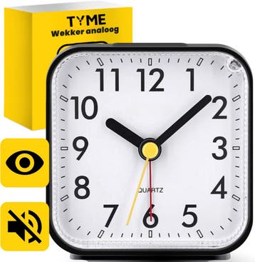 Tyme Wekker Analoog - Zonder Tikgeluid - Duidelijk leesbaar, Ophalen of Verzenden, Zo goed als nieuw