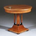 Art Deco Salontafel in blond kersen met zwart gelakte detail, Ophalen of Verzenden