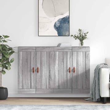 vidaXL Hangkasten 2 st bewerkt hout grijs sonoma, Minder dan 50 cm, Verzenden, Nieuw, Minder dan 100 cm