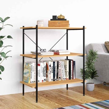 vidaXL 3-laags stellingkast zwart en eiken 80x40x92 cm, Verzenden, Nieuw, 50 tot 100 cm, Minder dan 100 cm