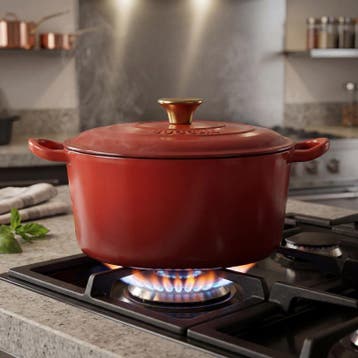Gietijzeren braadpan - rood - Ø 26 cm | 5 liter, Verzenden, Nieuw