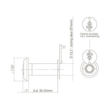 Intersteel Deurspion 200° kijkhoek 30 min. brandwerend -, Verzenden, Nieuw