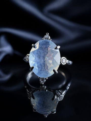 aquamarijn Ring van 925 sterlingzilver | met rhodiumplaag -