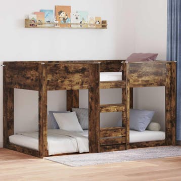 vidaXL Bunk Bed voor Kinderen Gerookt eiken 90 x 190 cm, Verzenden, Nieuw, Bruin, Hout