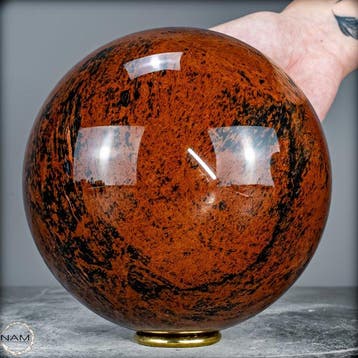 Majestueuze mahonie-obsidiaanbol uit Mexico – 3,9 kg-